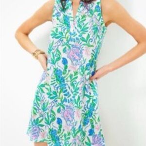 Lilly Pulitzer Green Blue Pink Floral Mini Dress